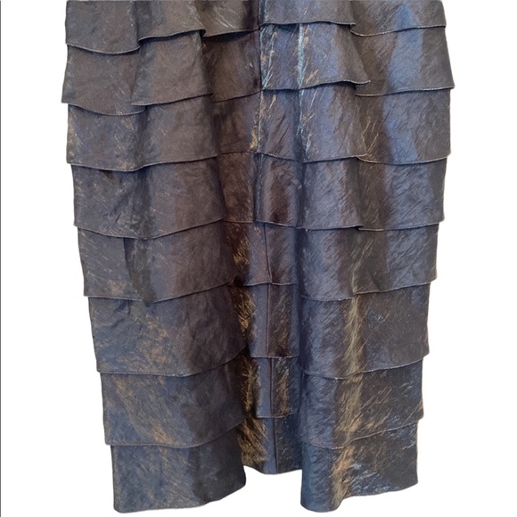 Adrianna Papell Steel Blue Petite Sleeveless Ruffled Dress - Picture 7 of 12